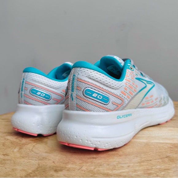 Brooks Glycerin 20 Running Shoes Women’s 9 Gray Coral Latigo Bay Aqua Blue - Picture 4 of 11